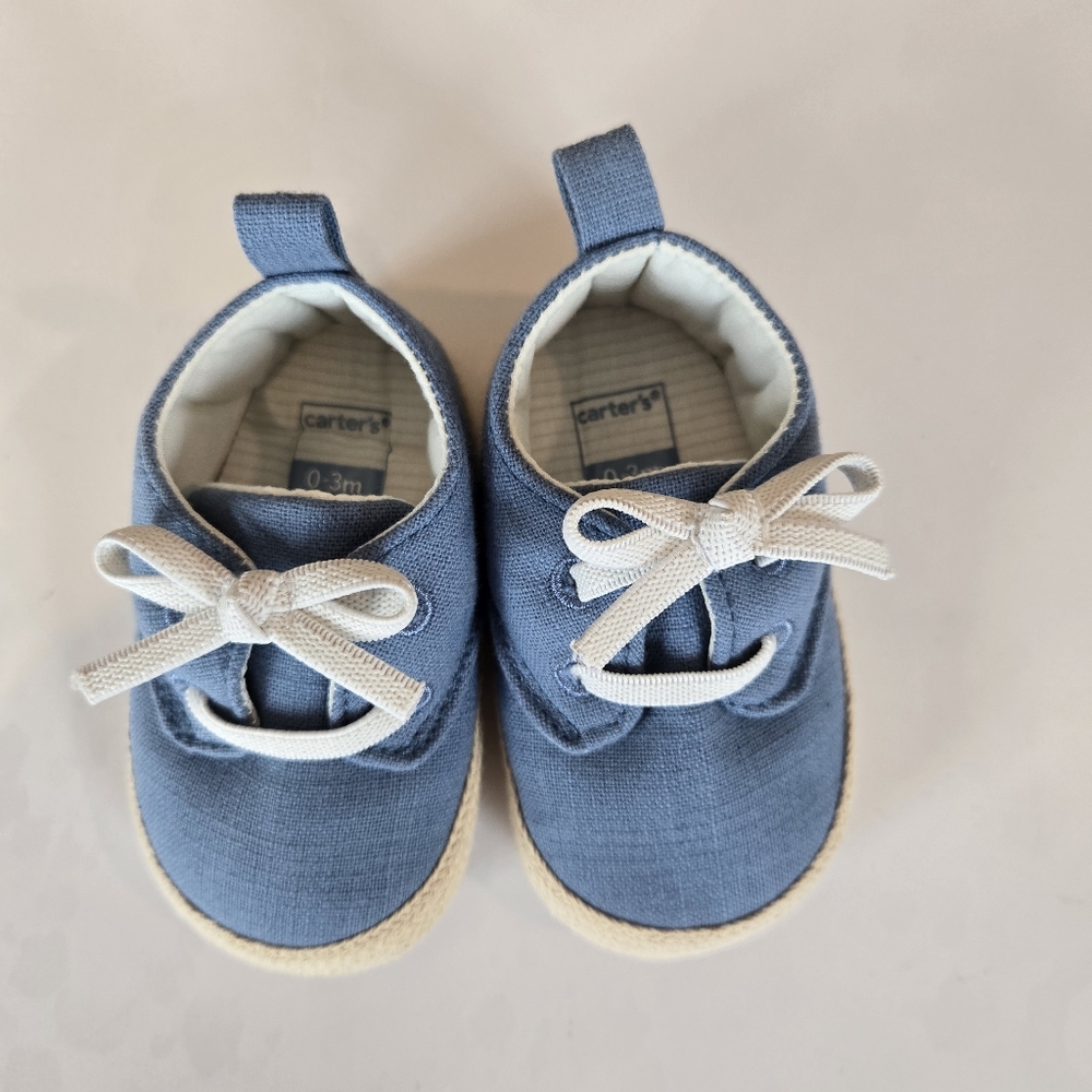 Carter's Blue Canvas Baby Shoes with White Laces 0-3m